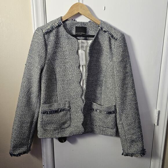 NwT Banana Republic Tweed Frayed Cuff Sleeve Blazer Size 12 Heritage Old Money - Picture 1 of 7